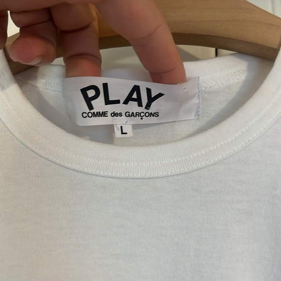 PLAY comme des garçons white t shirt with hearts size L - Picture 2 of 6